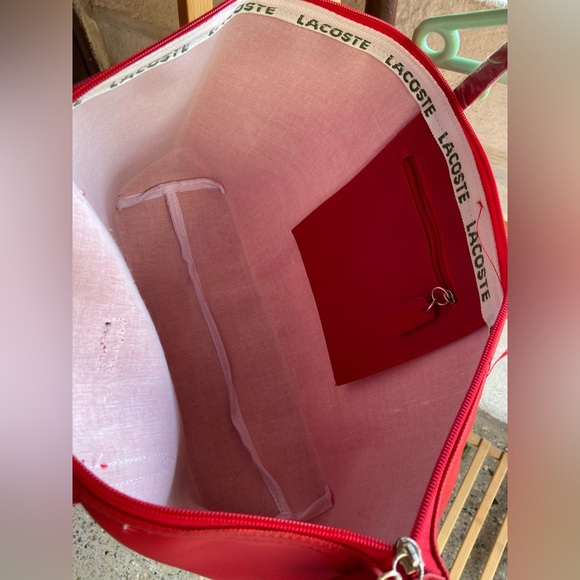 Lacoste Red Solid Tote Bag - Picture 11 of 16